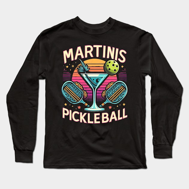 Martinis & Pickleball Design #1 Long Sleeve T-Shirt by Battlefoxx Living Earth